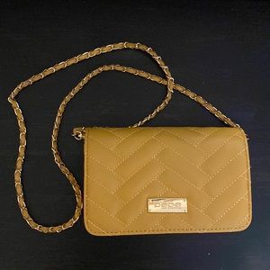 beige/yellow BEBE crossbody bag